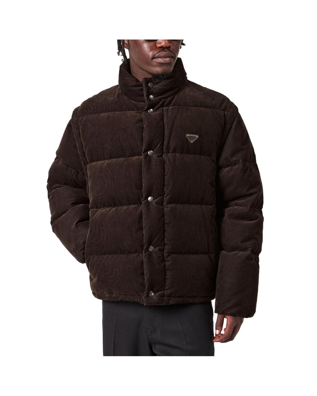 Prada Brown Corduroy Quilted Down Jacket for men