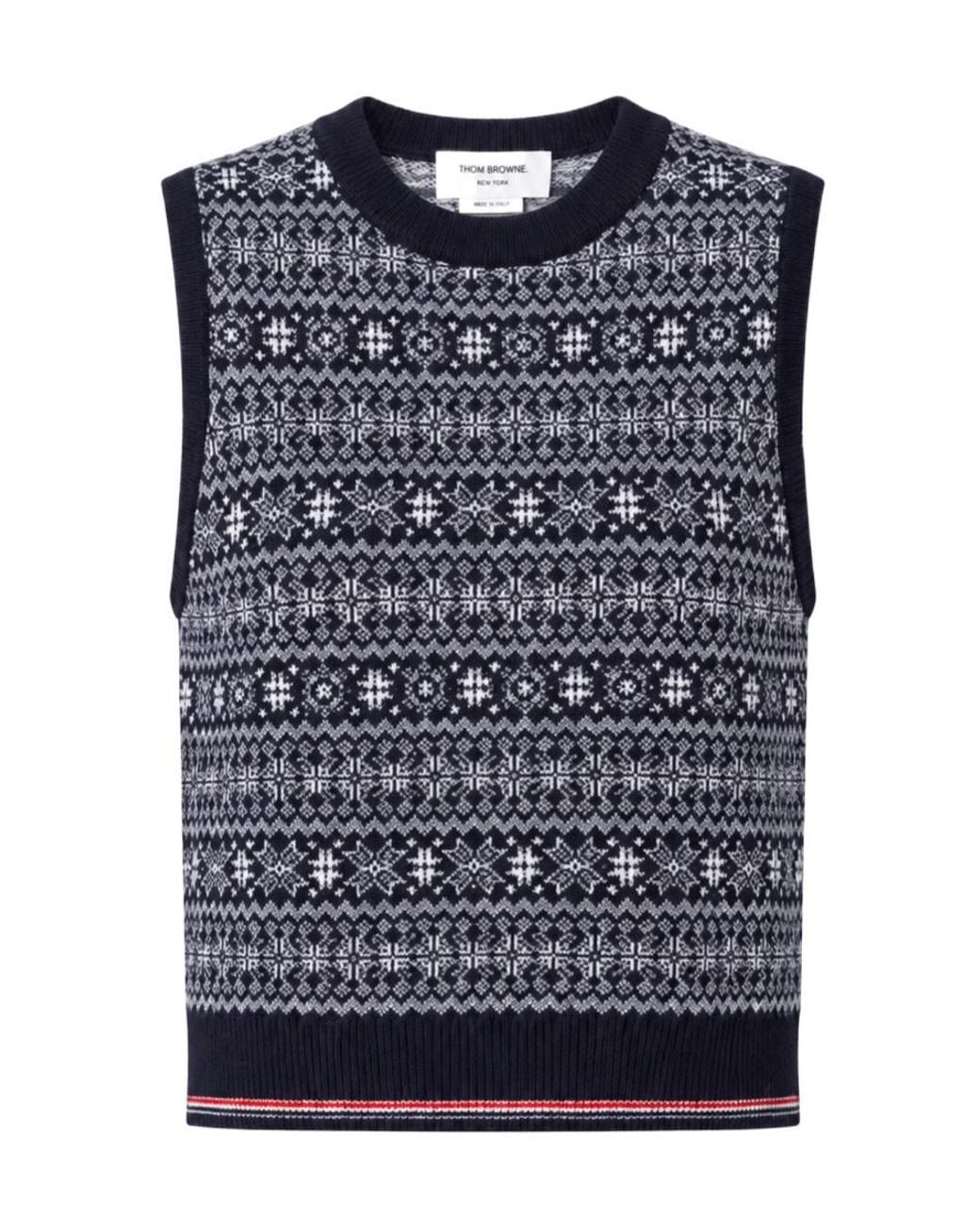 Thom Browne Blue Merino-Wool Jacquard Snowflake Shell Top