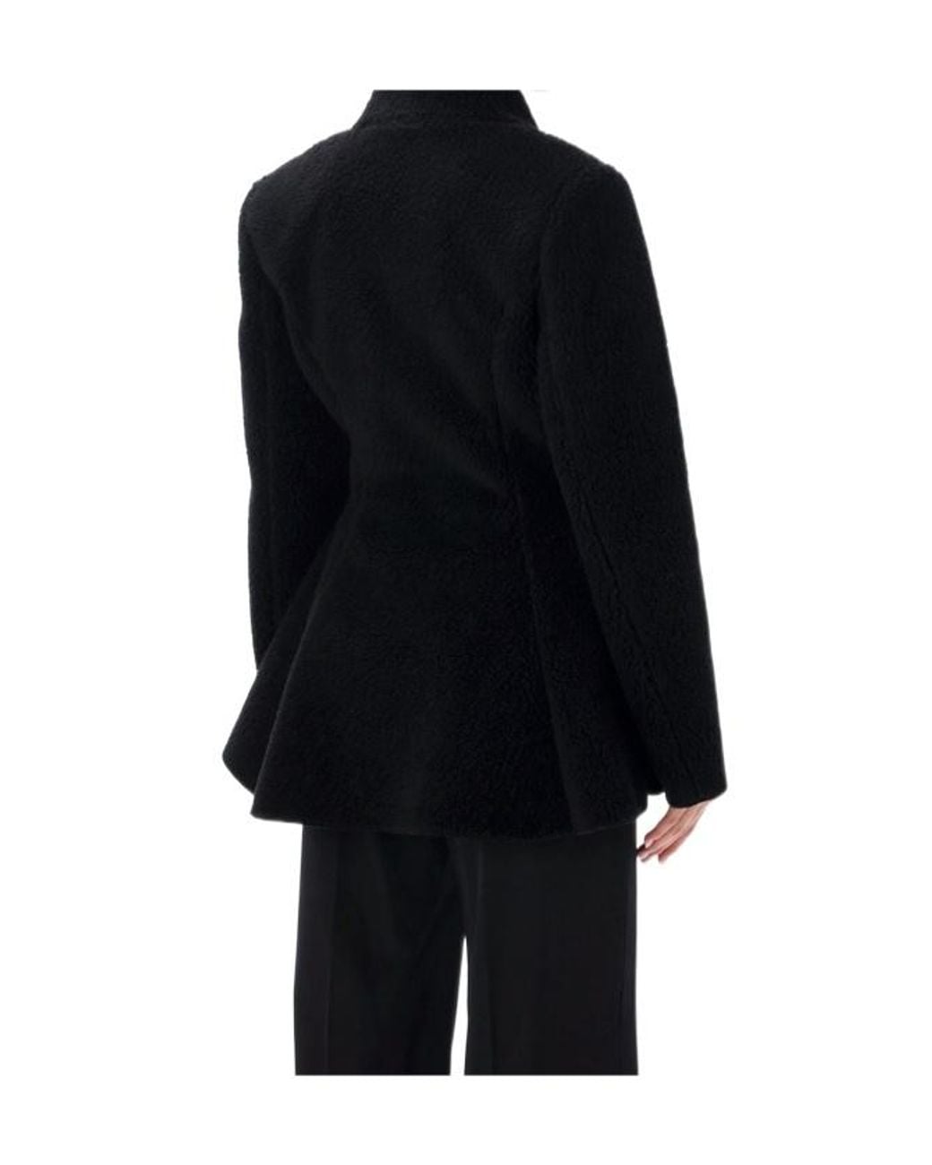 Stella McCartney Blue Waisted Plush Peplum Coat