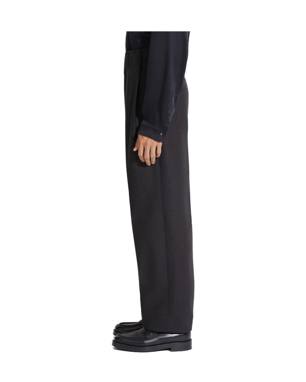 Zegna Black Pleated Wool Trousers for men
