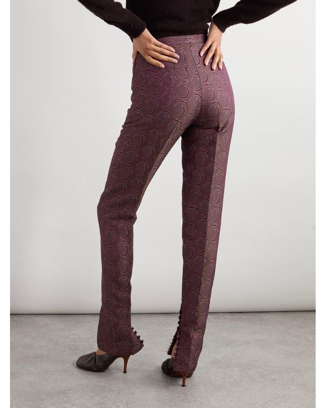 Dries Van Noten Purple Jacquard Skinny Pants