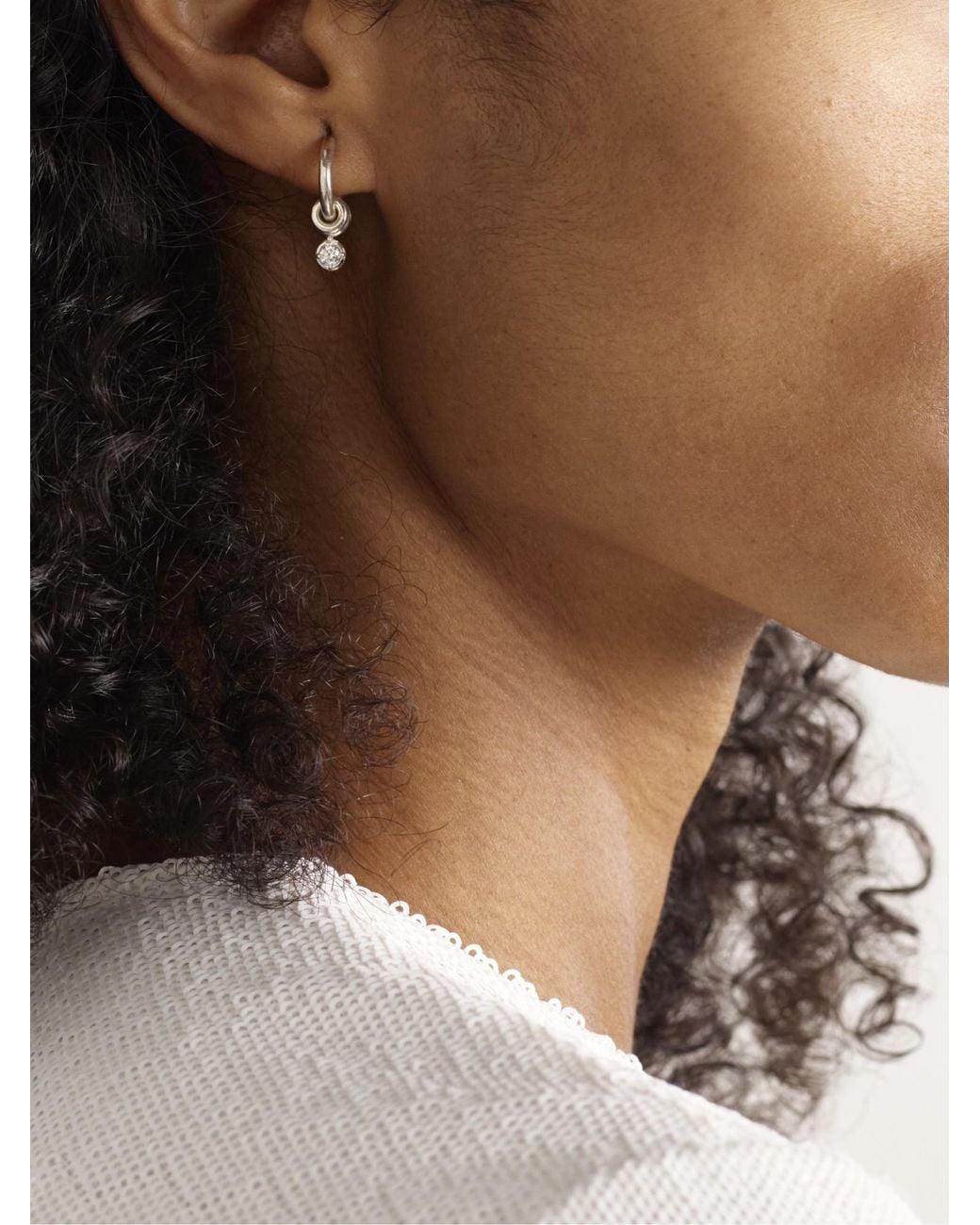 Spinelli Kilcollin Metallic Sterling Diamond Hoop Earrings