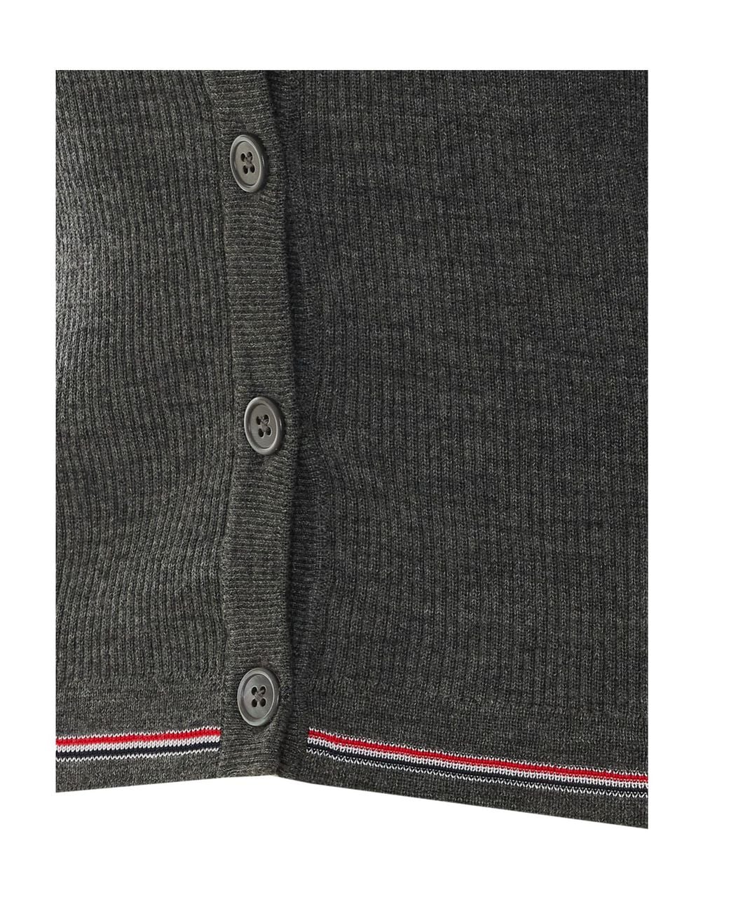 Thom Browne Black Ribbed Knit Cardigan