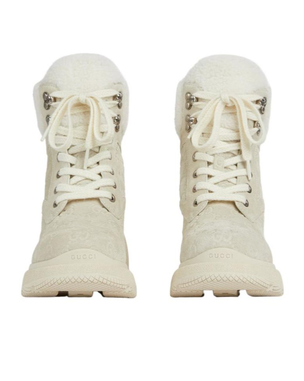 Gucci Natural Lace-Up Ankle Boots