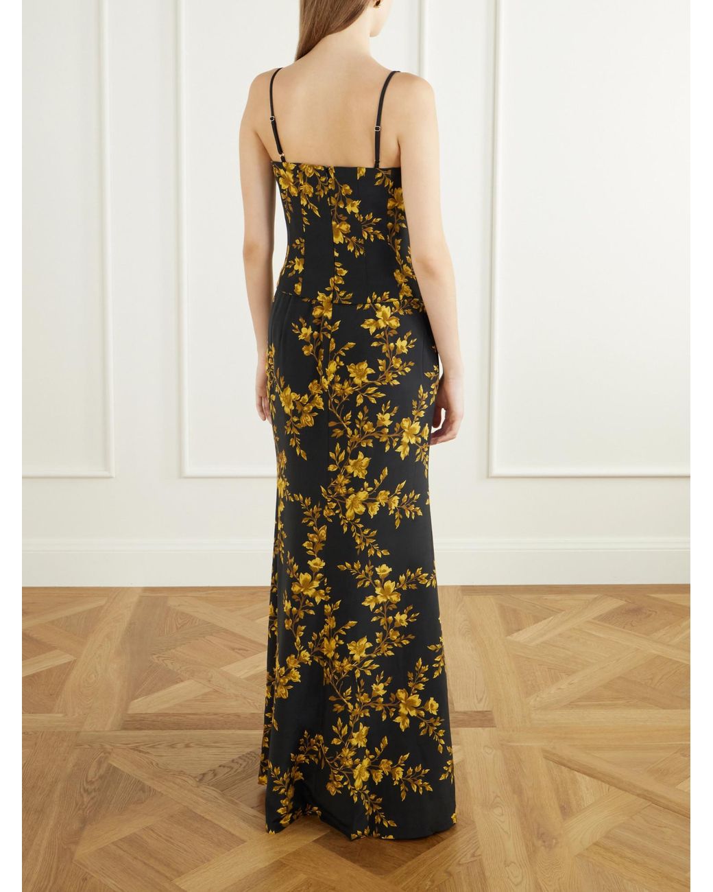 Rebecca Vallance Multicolor Floral-Print Silk-Crepe De Chine Gown