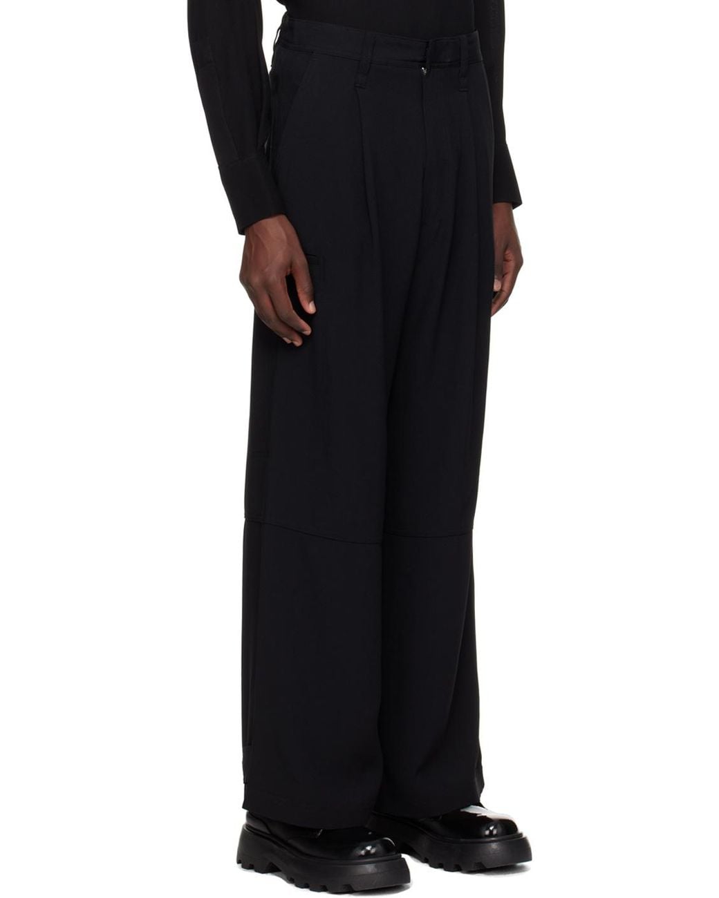 AMI Black Ami Wide-Leg Pants for men