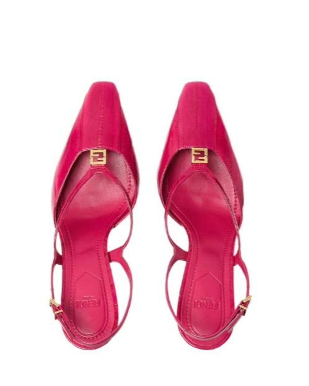 Fendi Pink Ffold Fuchsia Hagfish Leather High-Heeled Slingbacks