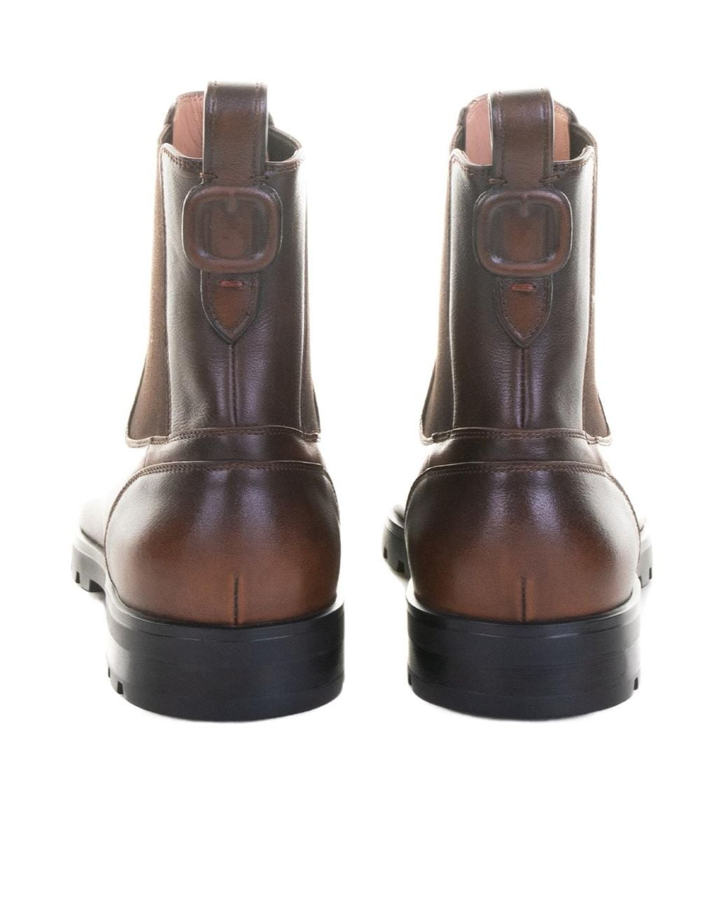 Santoni Brown Round Toe Ankle Boots