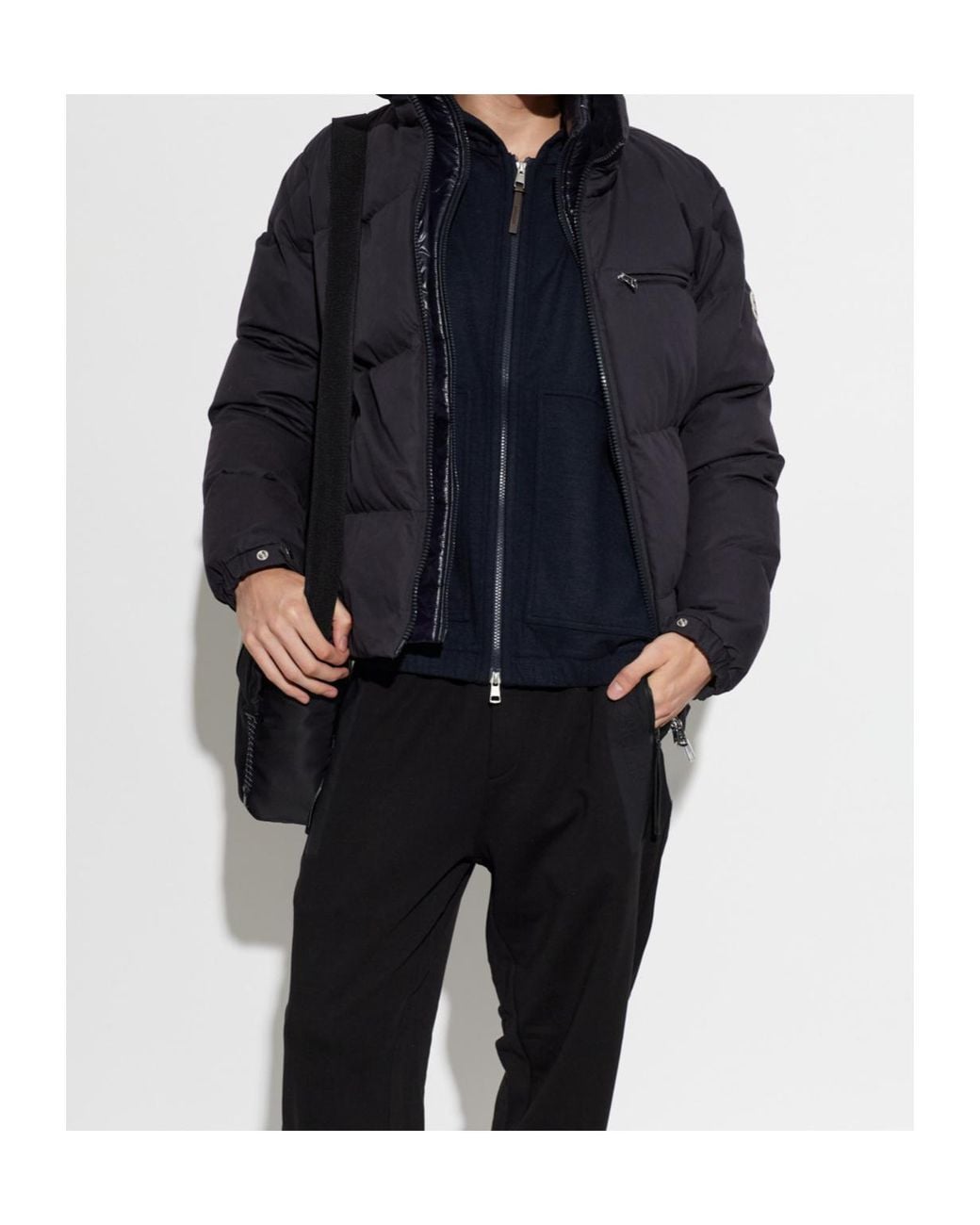 Moncler Blue Logo Patch Zip-Up Hoodie for men