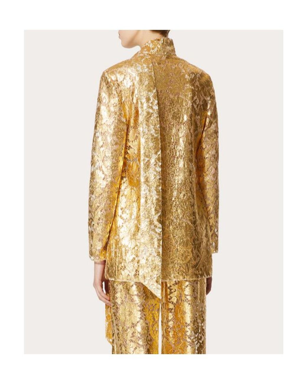 Valentino Yellow Bow Detailed Long-Sleeved Blouse