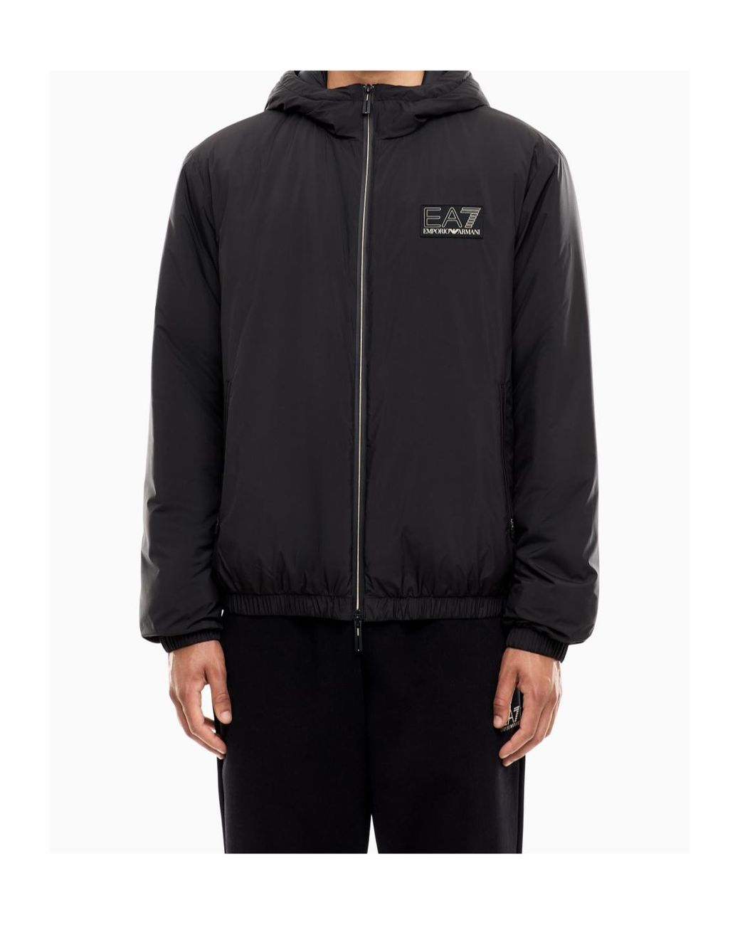 EA7 Blue Logo Insulated Hooded Jacket for men