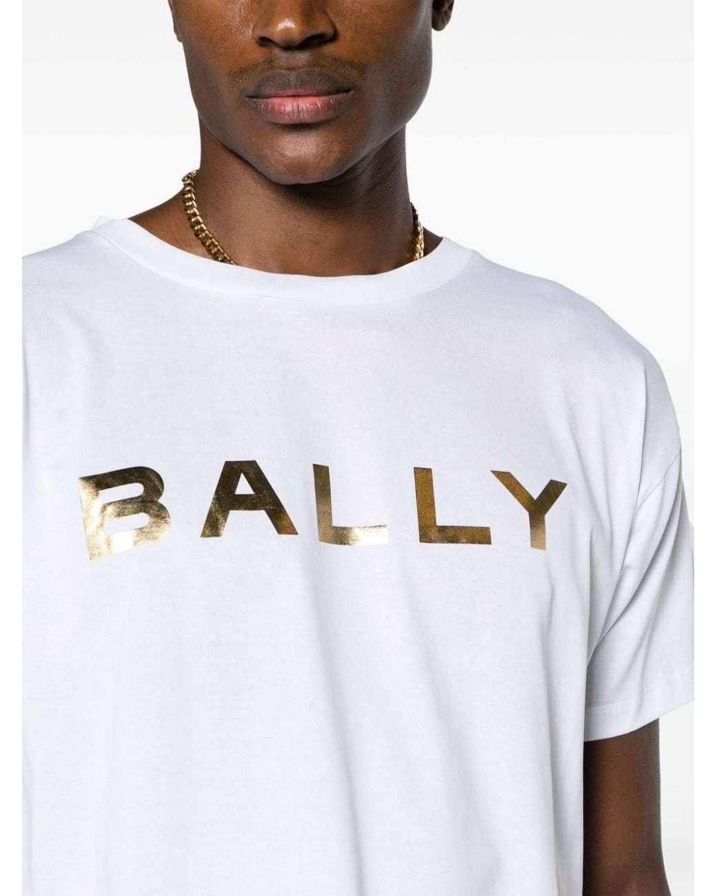 Bally White Logo Printed Crewneck T-Shirt for men