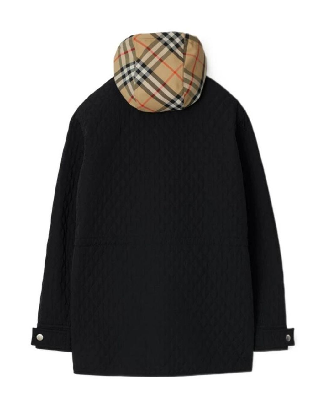 Burberry Black Quilted Check Hood Jacket