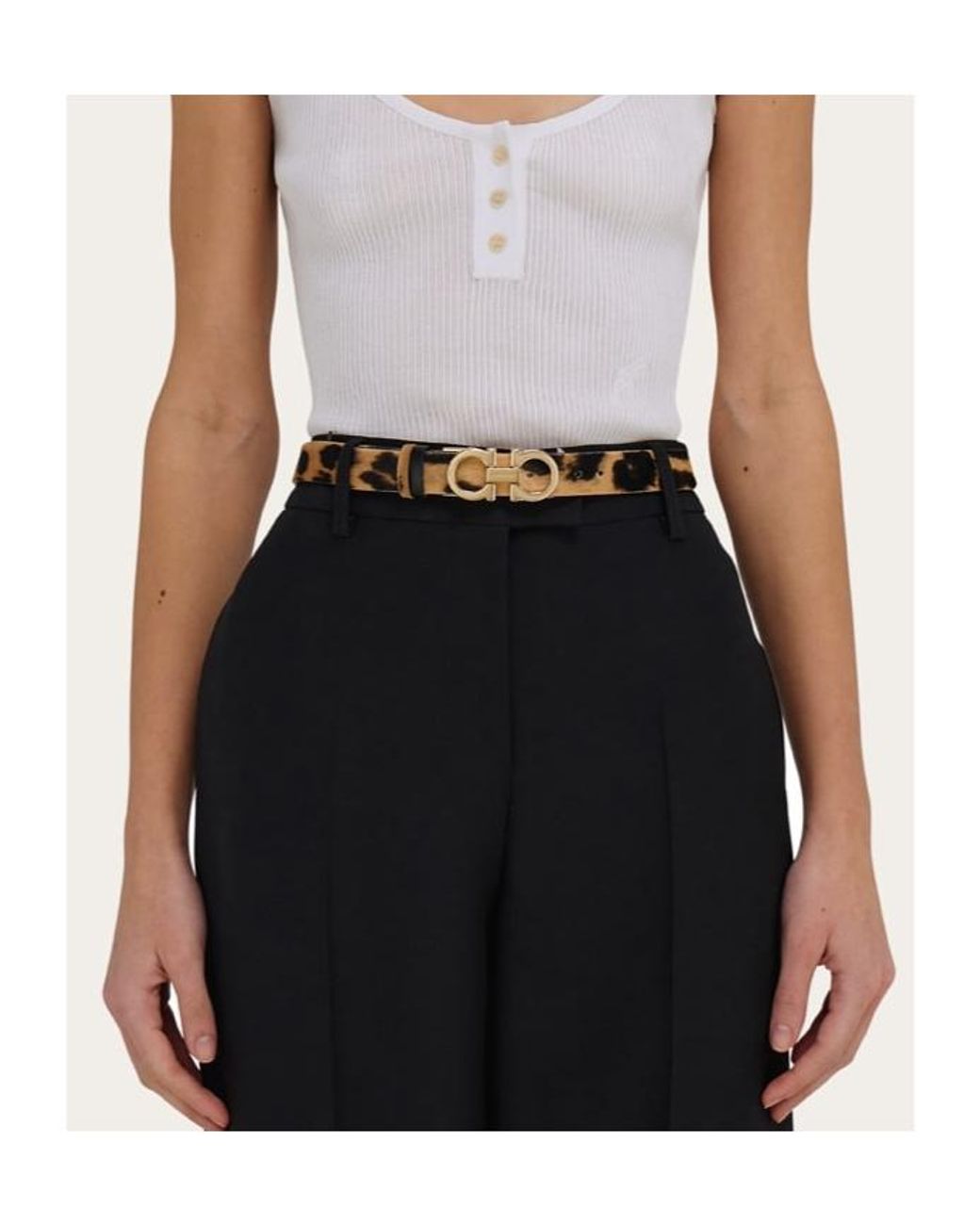 Ferragamo White Ferragamo Printed Adjustable Gancini Belt
