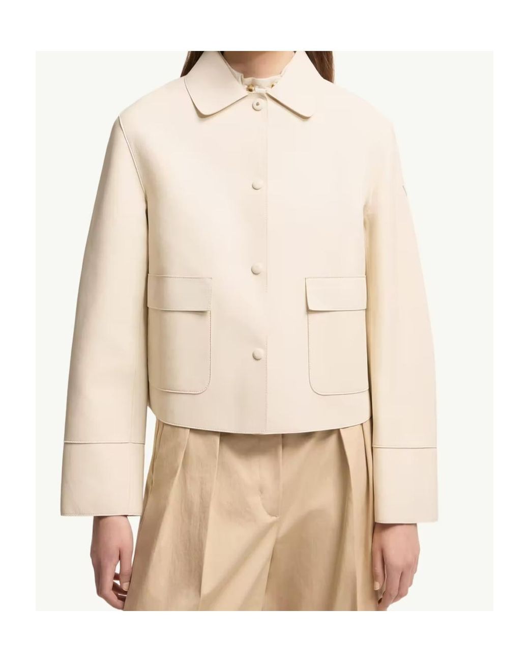 Moncler Natural Haricot 3-In-Leather Down Shirt Jacket