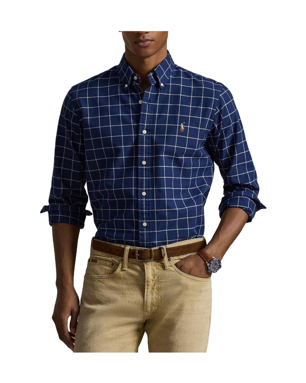 Polo Ralph Lauren Blue Check Buttondown Longsleeve Shirt for men