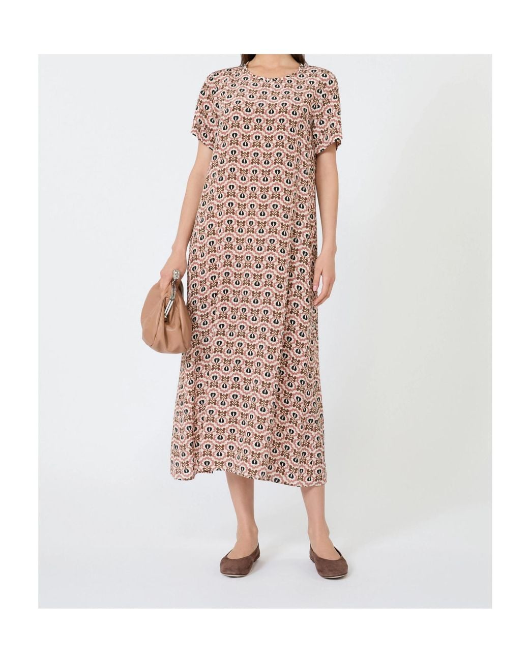 Weekend by Maxmara Pink Printed Silk T-Shirt Dress