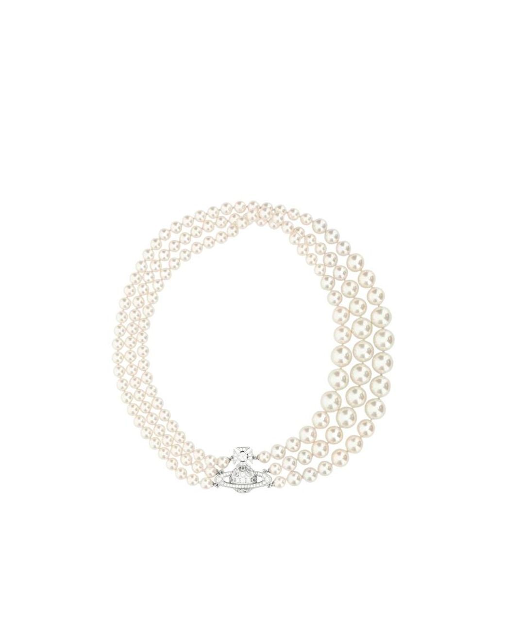Vivienne Westwood White Orb-Detailed Embellished Pearl Necklace
