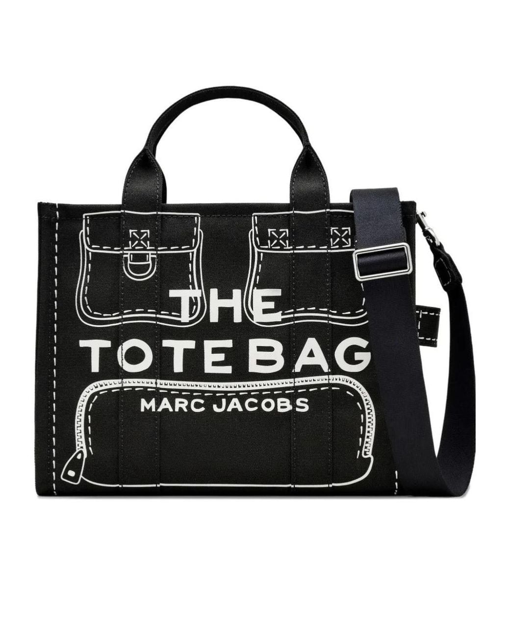 Marc Jacobs Black The Trompe L'Oeil Cargo Medium Tote Bag