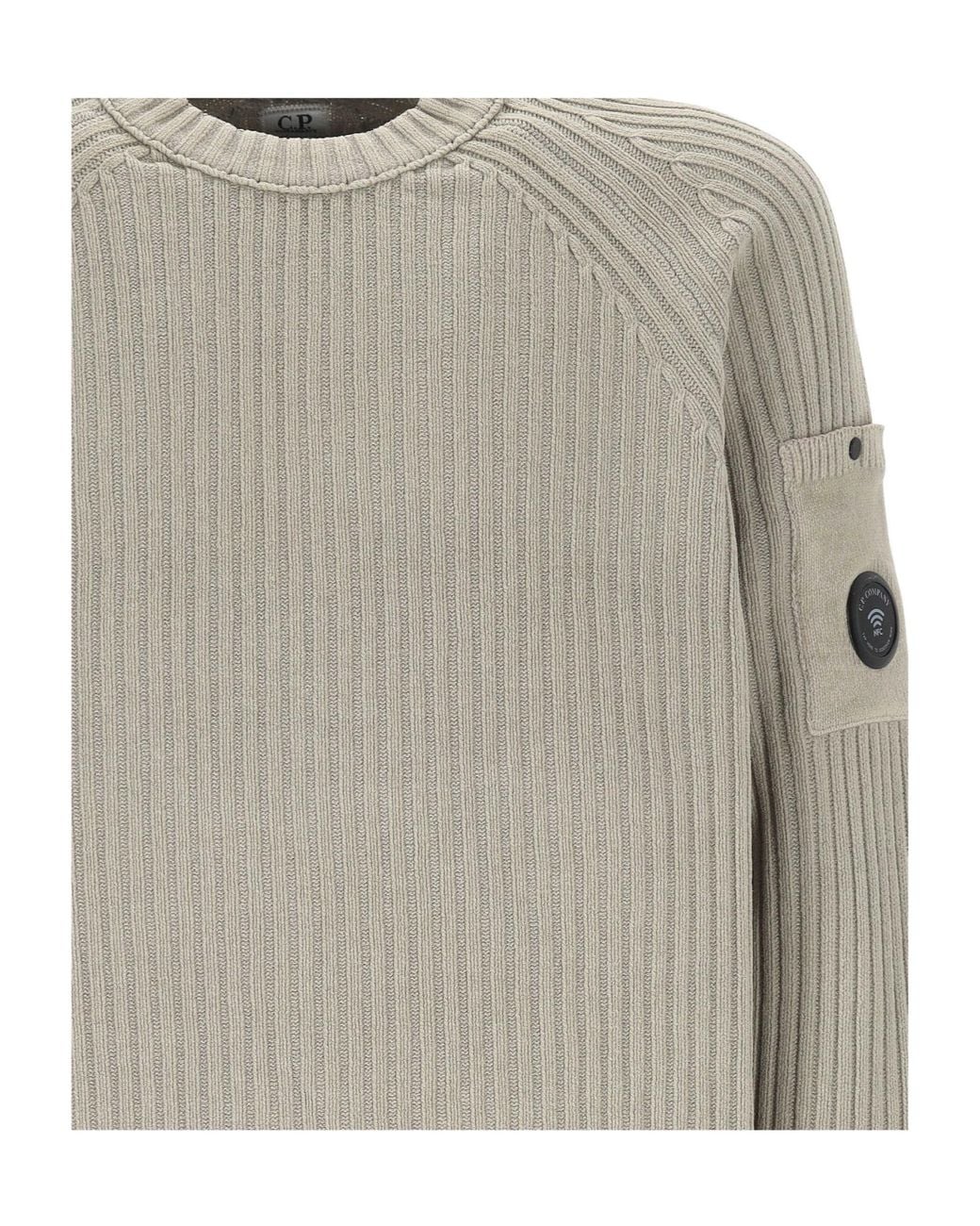 C P Company Gray Crew-Neck Long-Sleeve Knit Top for men