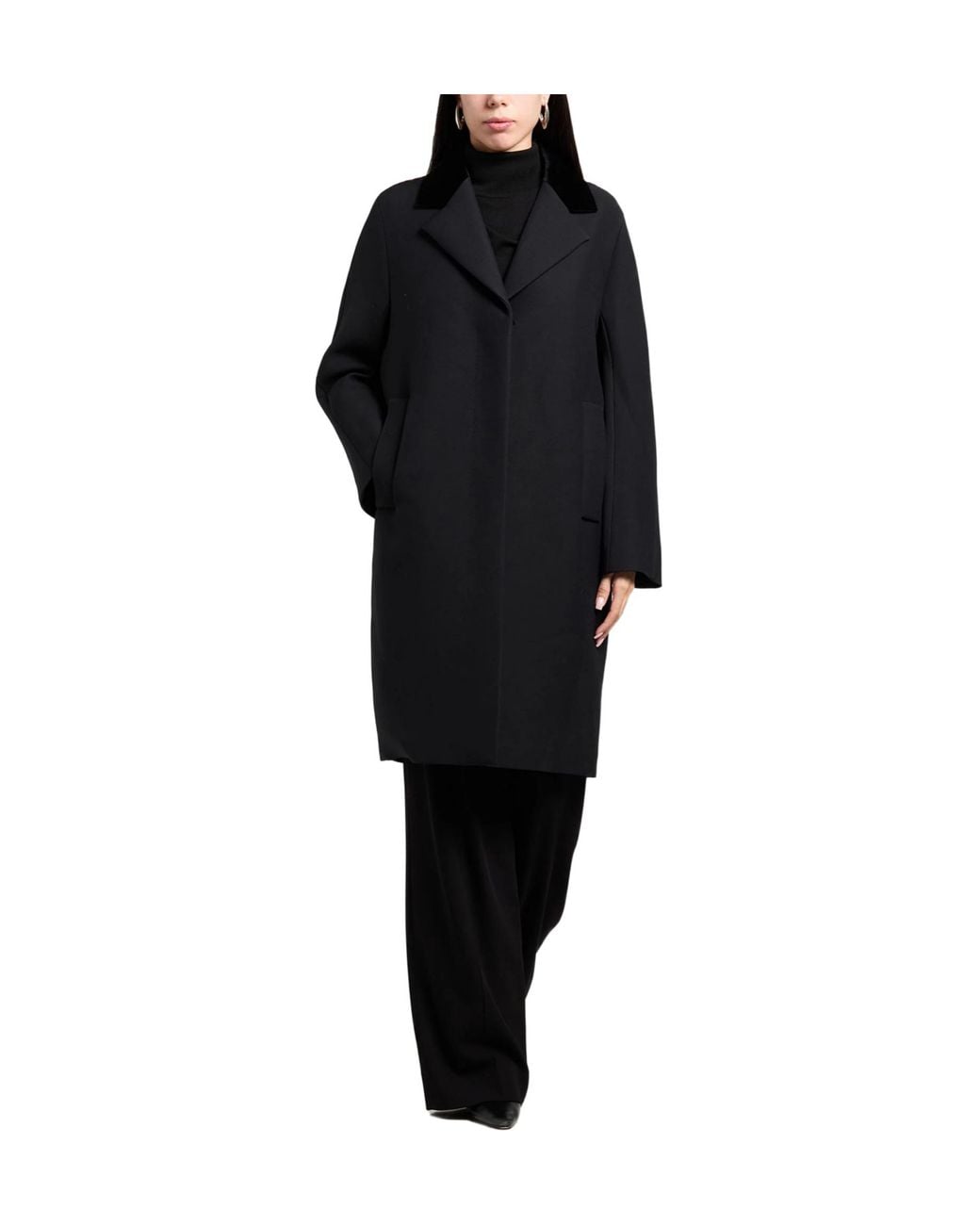 Max Mara Black Coat Wool, Silk