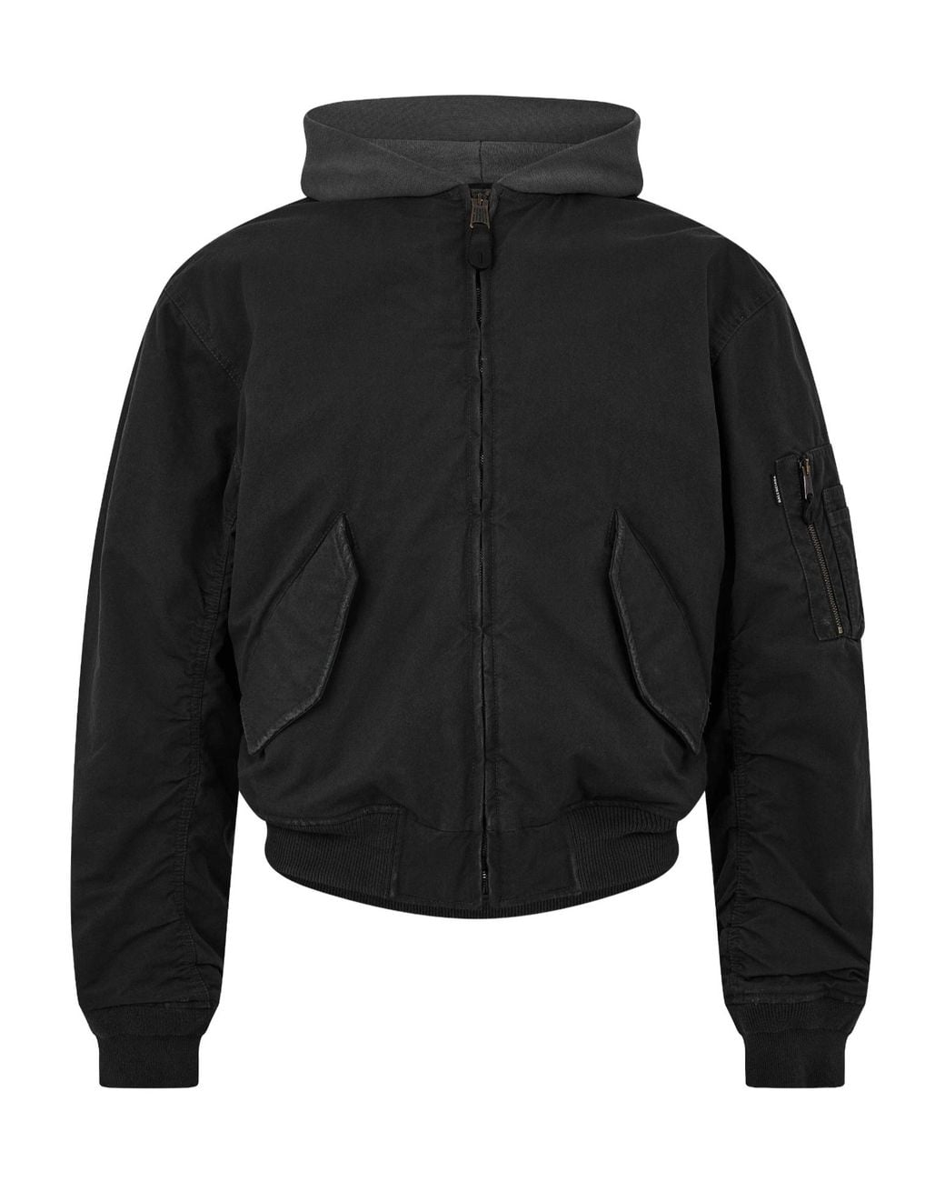 Balenciaga Black Hooded Bomber Jacket for men