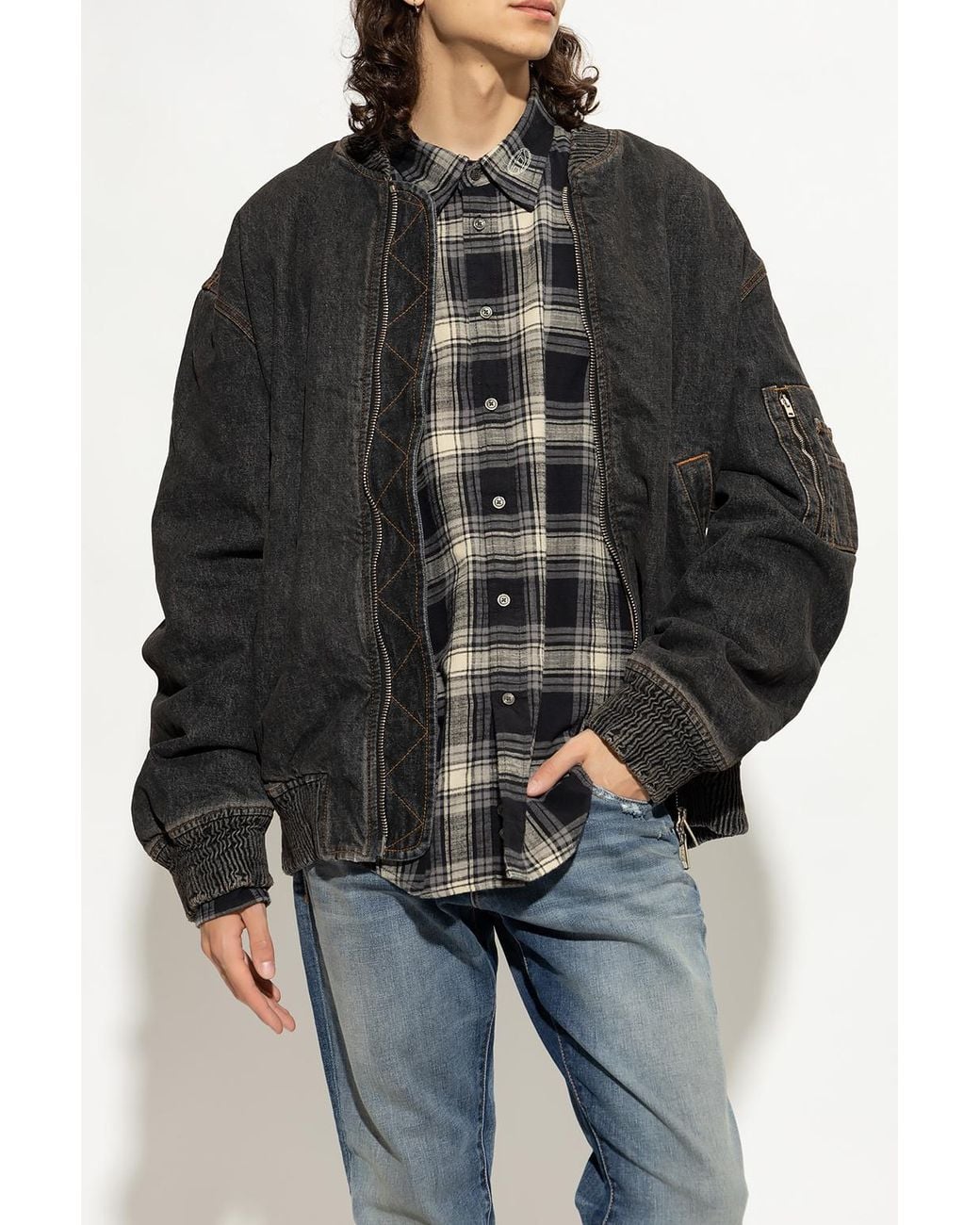 DIESEL Black Zip-Up Bomber Jacket for men