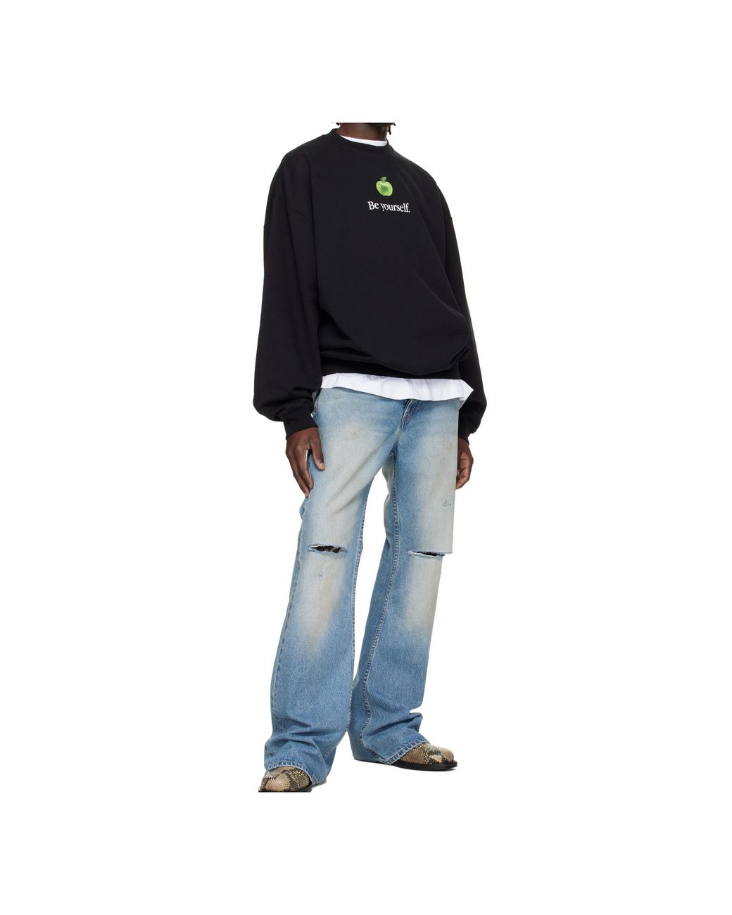Vetements Black Be Yourself Printed Crewneck Sweatshirt for men