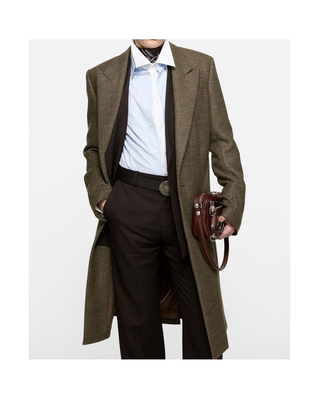 Acne Brown Wool Single-Breasted Coat for men