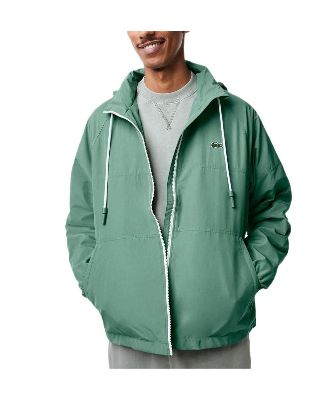 Lacoste Green Detachable Hood Water-Repellent Jacket for men