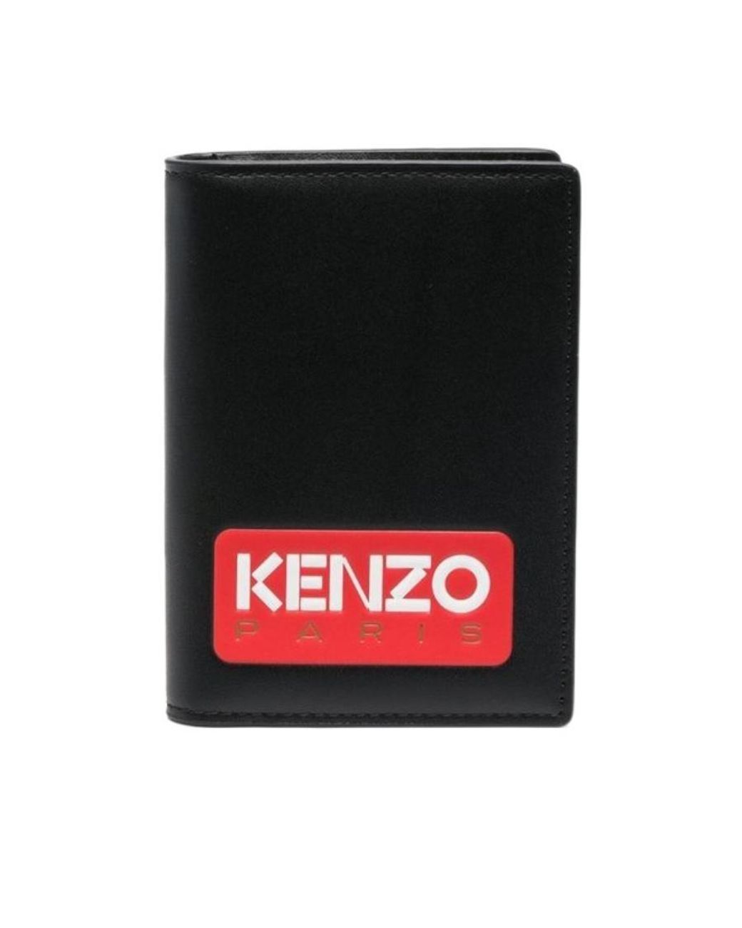KENZO Black Paris Logo-Patch Bi-Fold Wallet for men