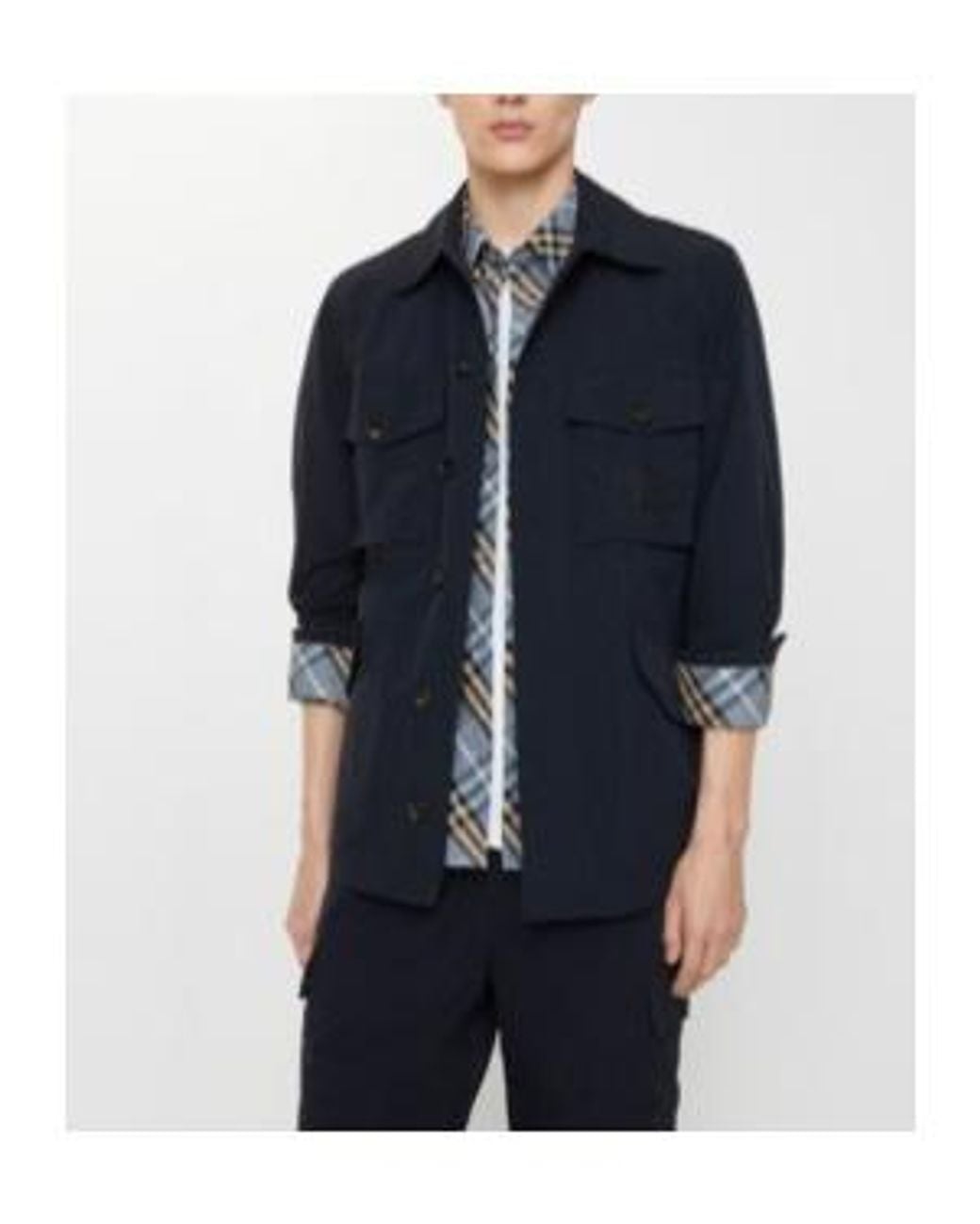 Burberry Blue Ekd Embroidered Long Sleeved Jacket for men