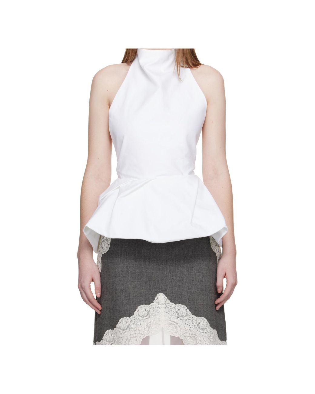 Magda Butrym White Backless Ruffled Top