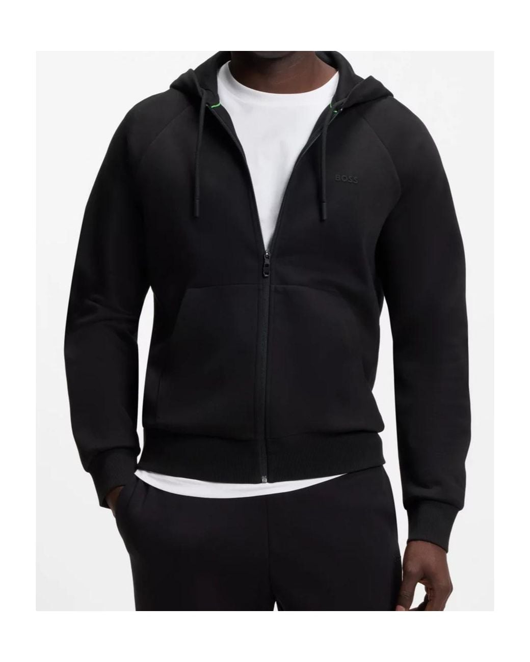 Boss Black Boss Zip-Up Drawstring Hoodie for men