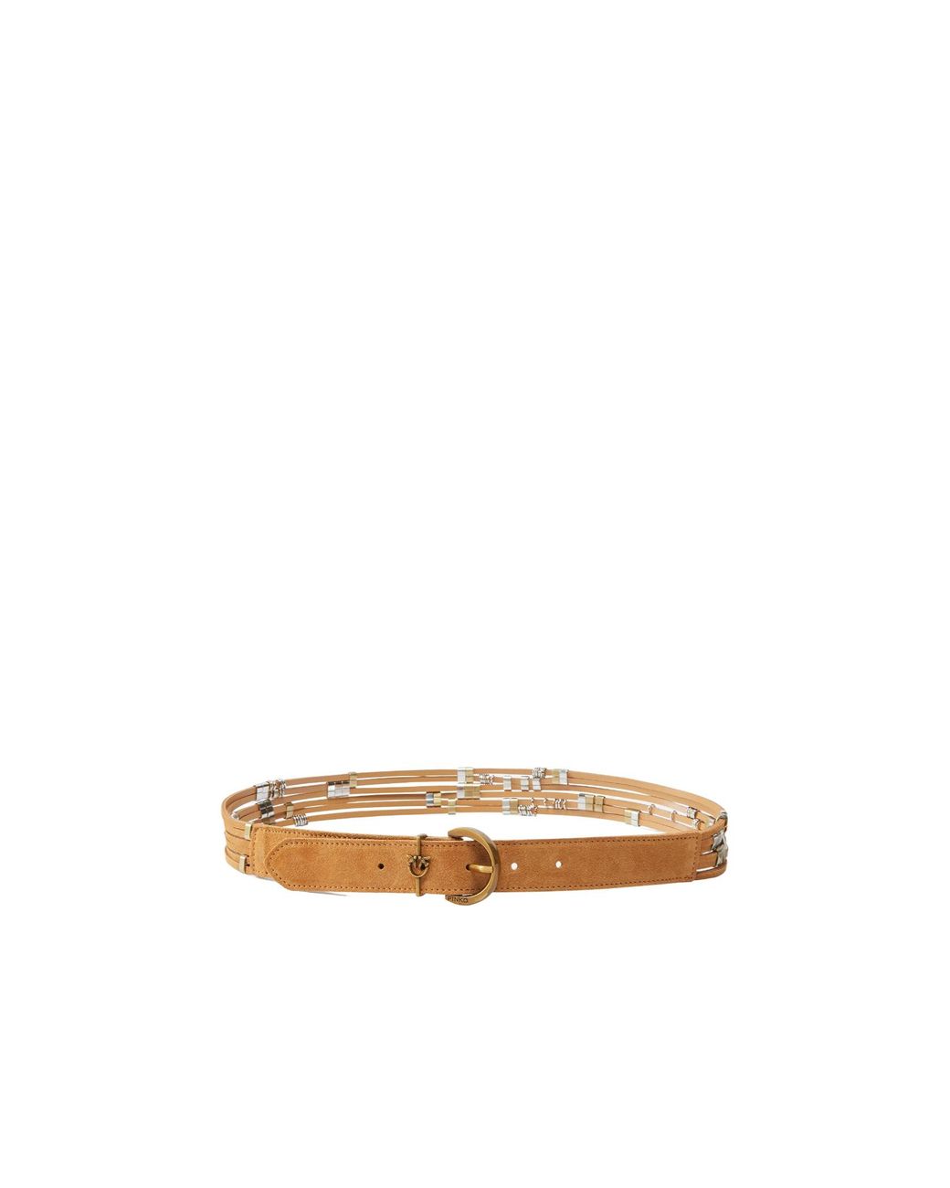 Pinko White Suede Belt With Loops, 3Cm
