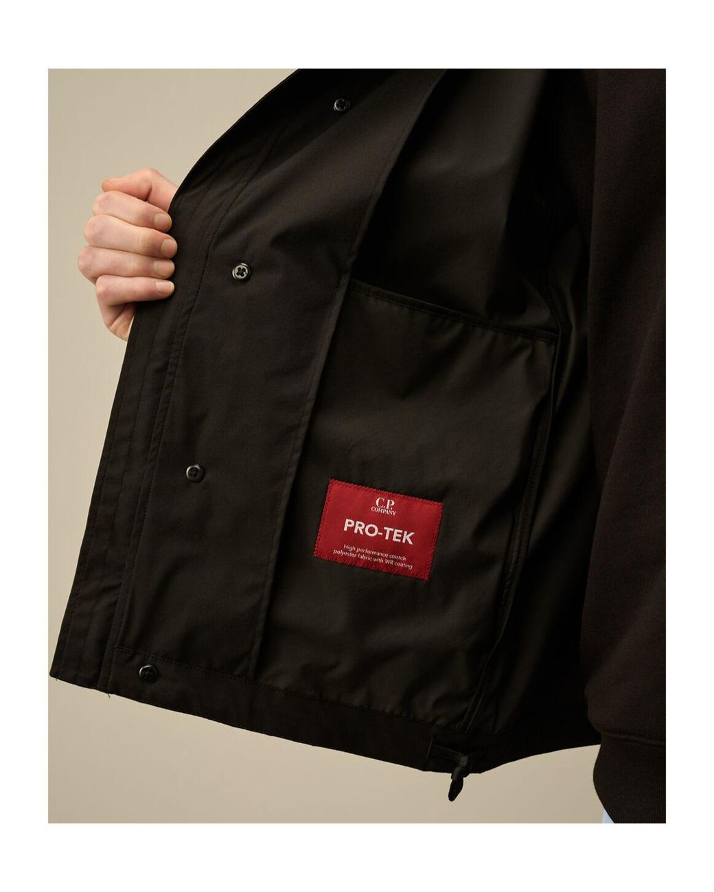 C P Company Black Logo Plaque Hooded Jacket for men
