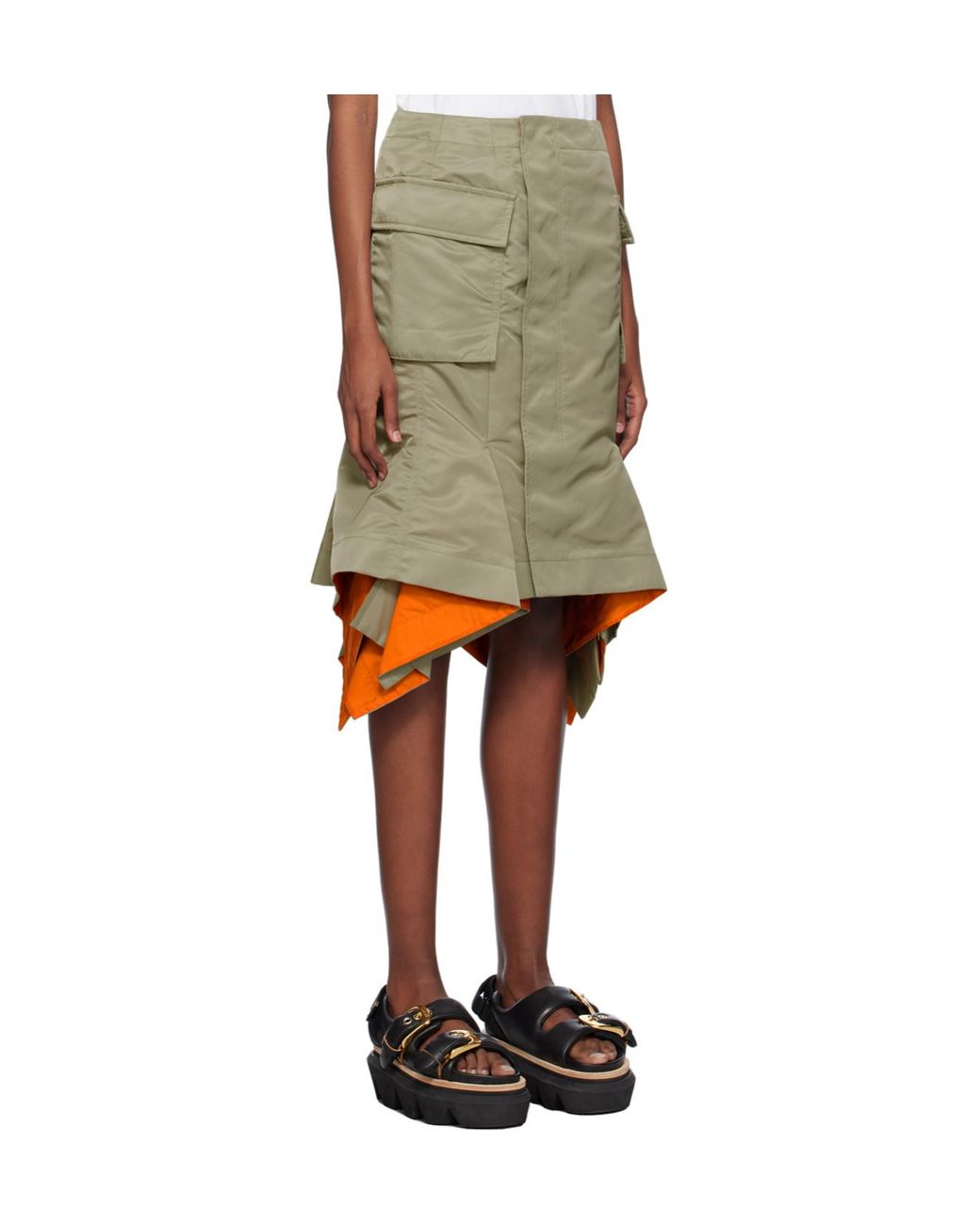 Sacai Black Cargo Midi Skirt
