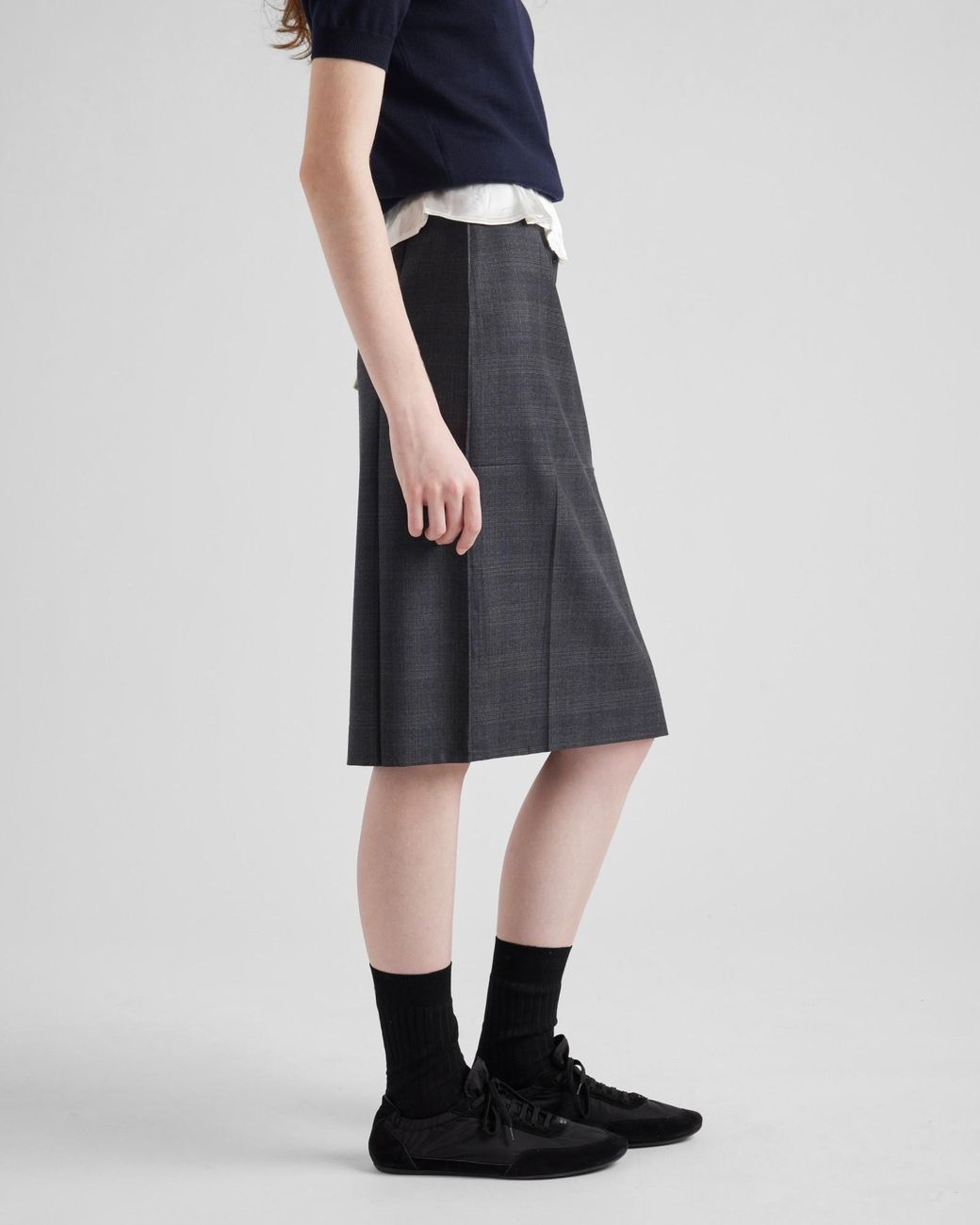 スカート Prada Slate grey skirt in wool PRADA $4300 Slate Gray Wool Pleated With Belt Skirt New