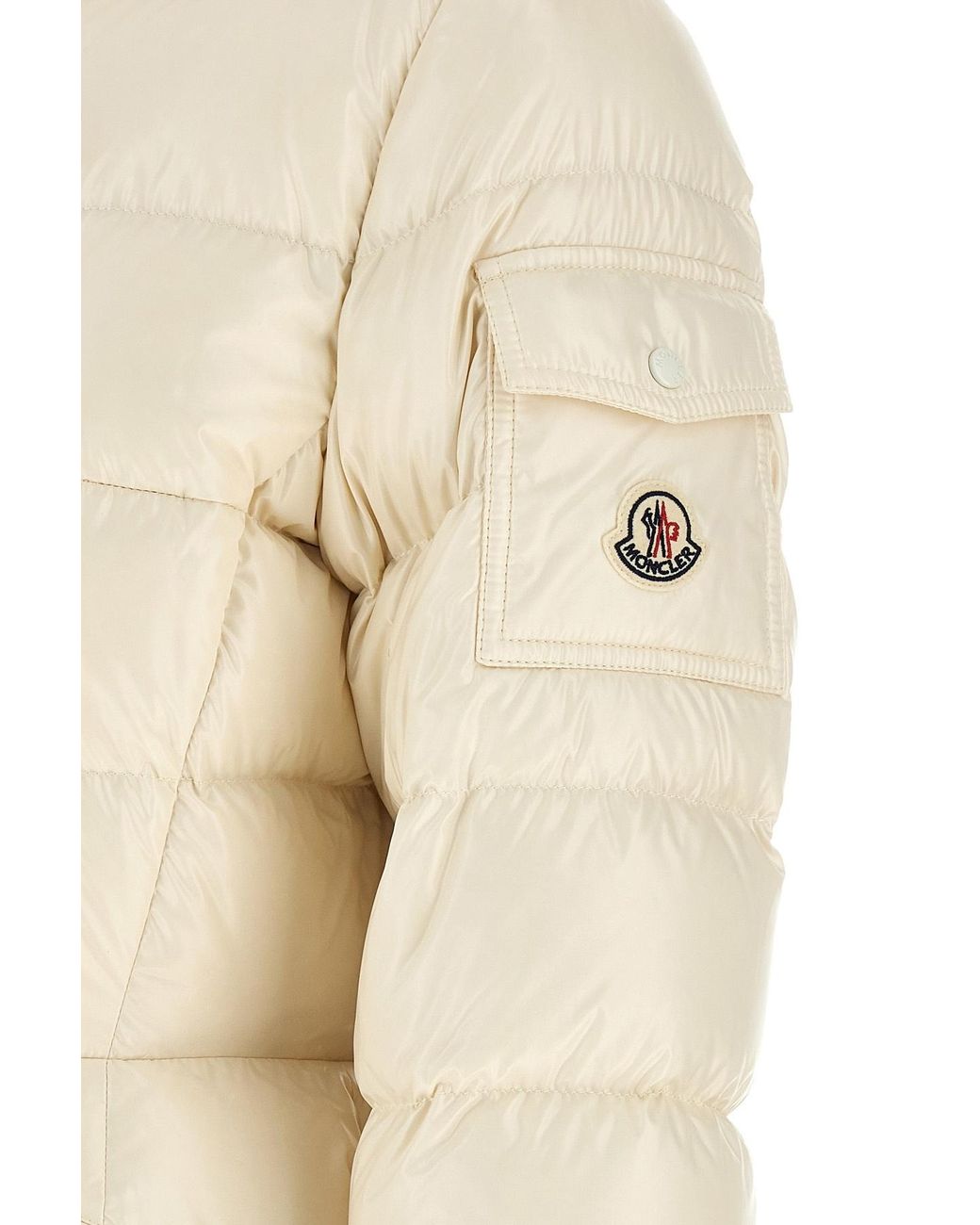 Moncler Natural Barante Hooded Short Down Jacket