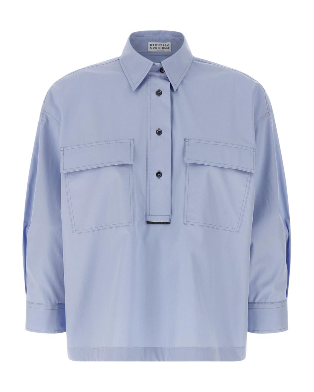Brunello Cucinelli Blue Chest Pocket Shirt