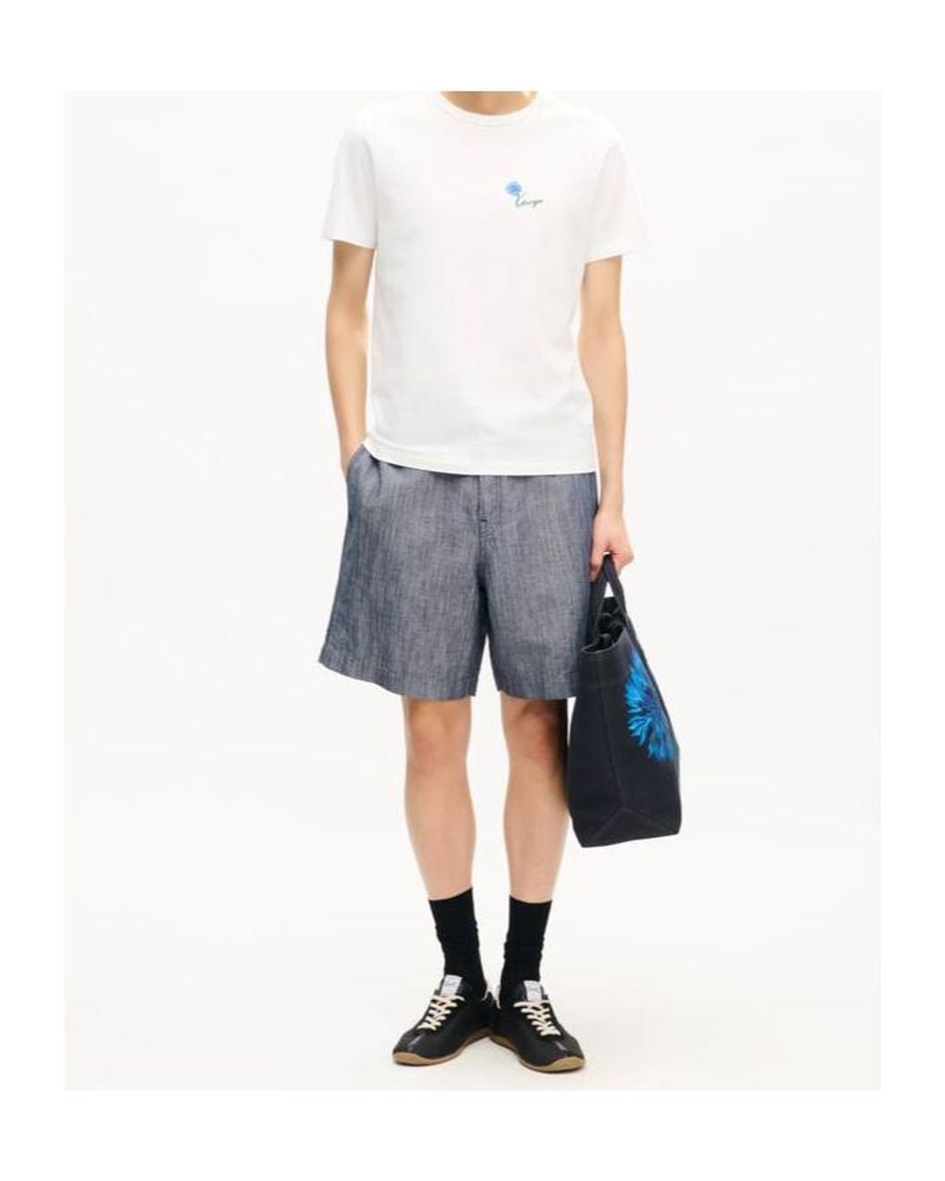 KENZO White Logo Embroidered Crewneck T-Shirt for men