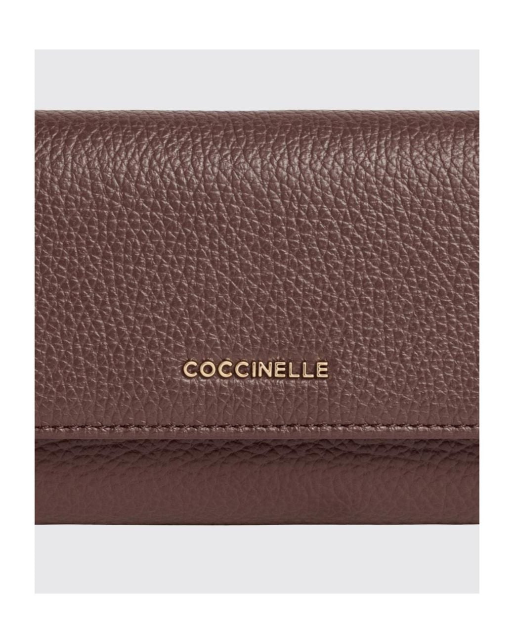 Coccinelle Grained Leather Tri-Fold Wallet in Brown | Lyst