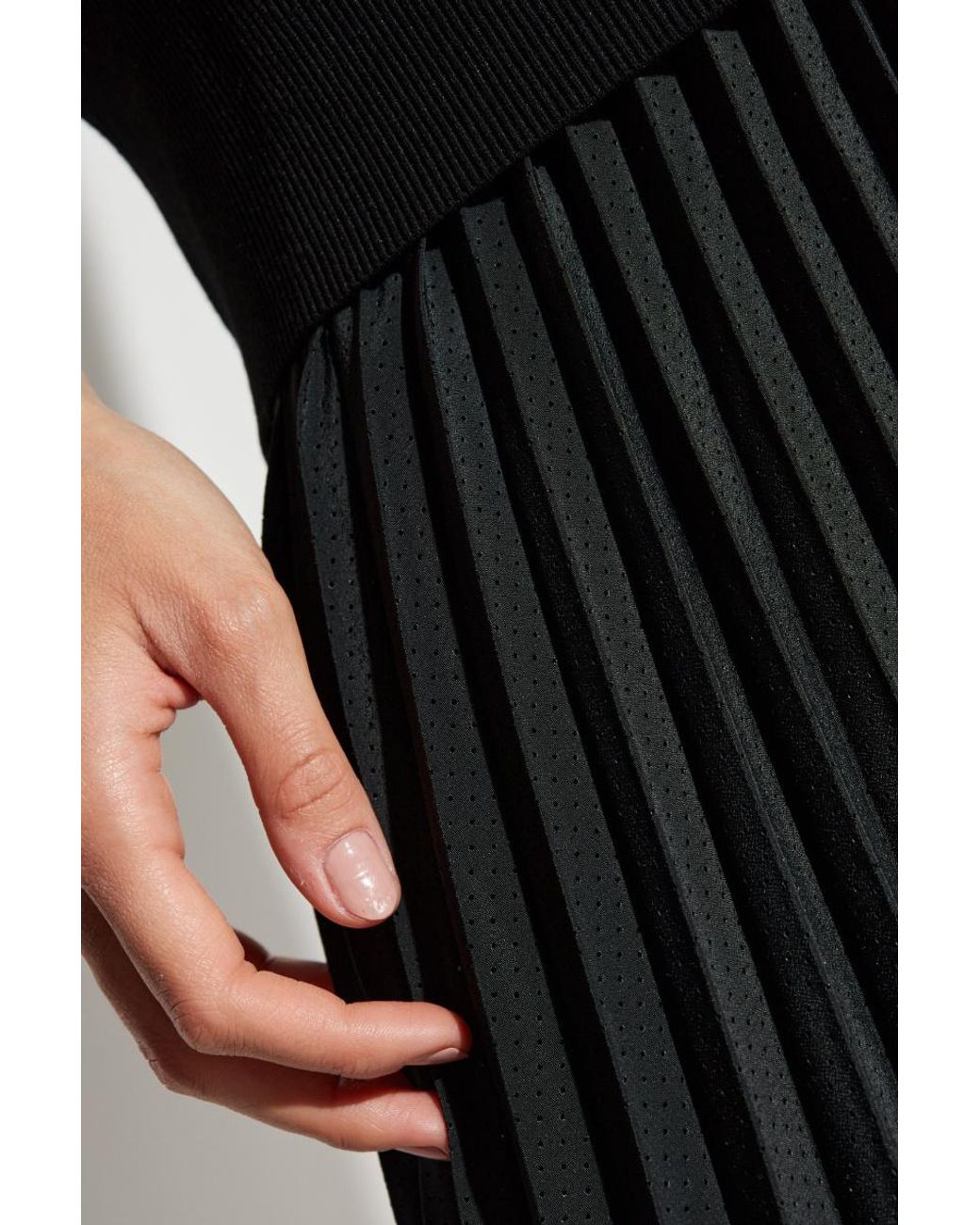 AllSaints Black Pleated Midi Dress
