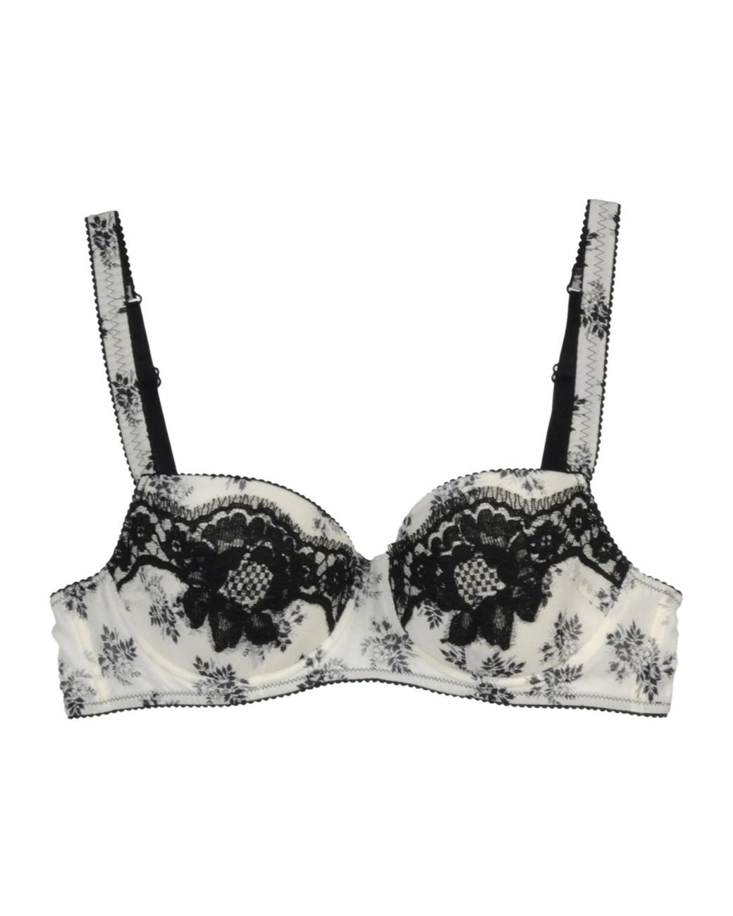 Dolce & Gabbana White Two-Tone Lace Push-Up Bra