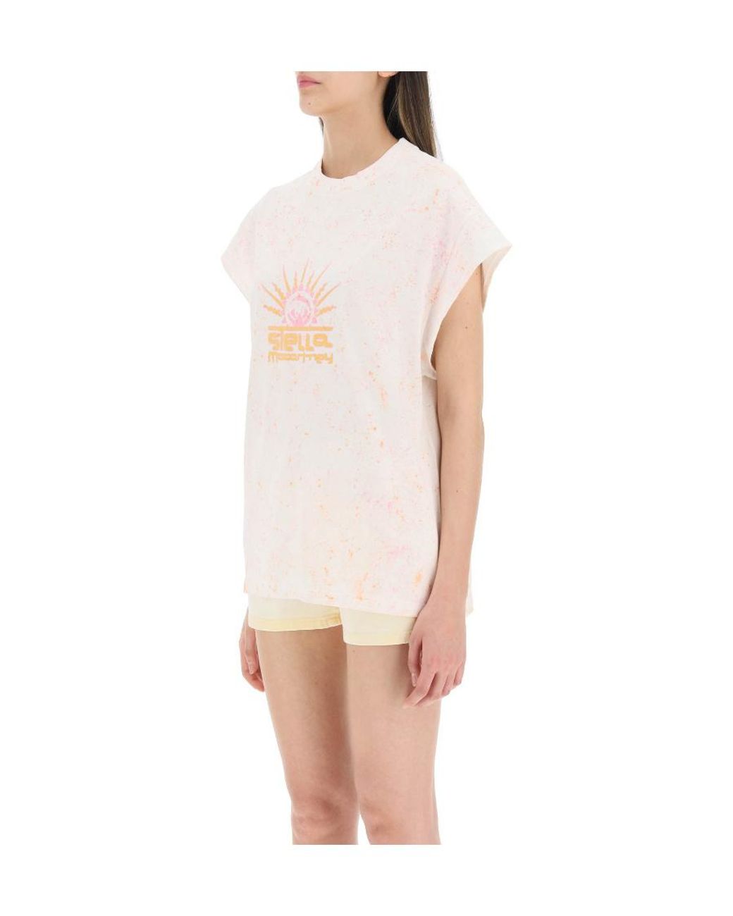 Stella McCartney White Graphic-Print Cap-Sleeved T-Shirt