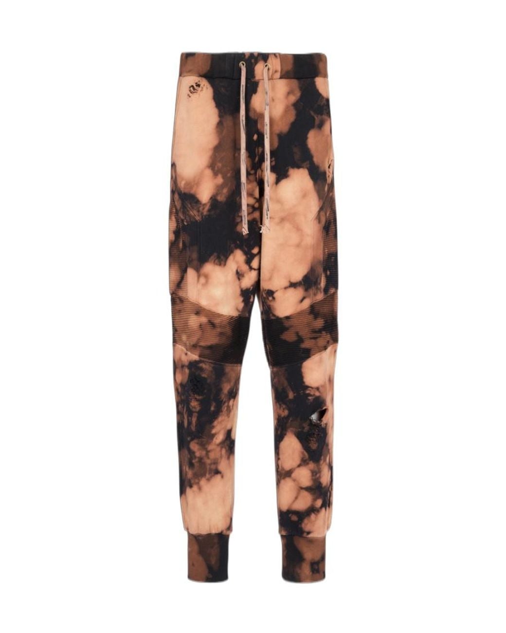 Balmain Orange Cotton Jogging Bottoms With Burnt Print for men