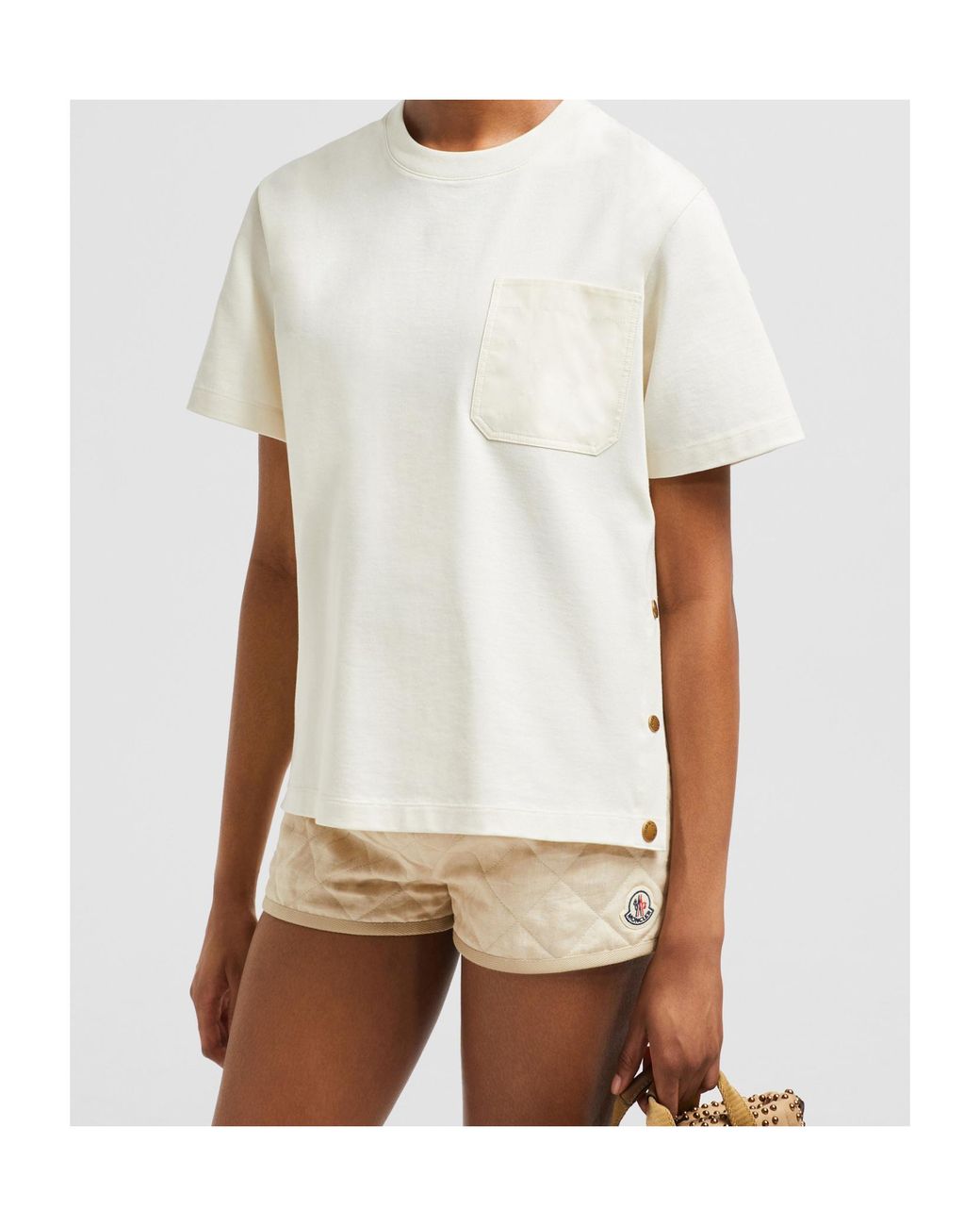Moncler White Logo Patch Crewneck T-Shirt