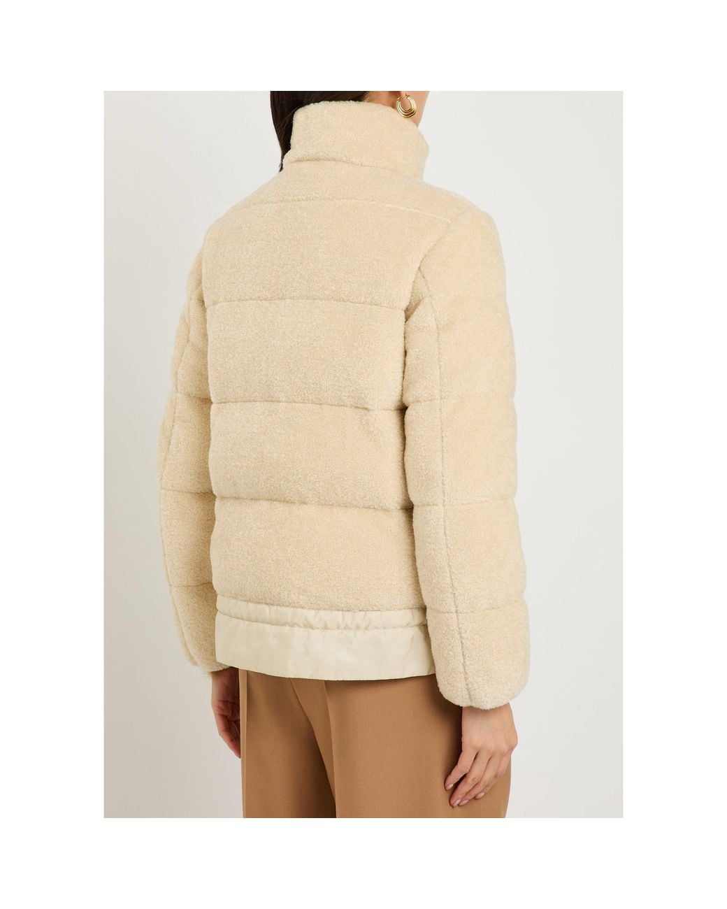 Moncler Natural Teddy Fleece Short Puffer Jacket