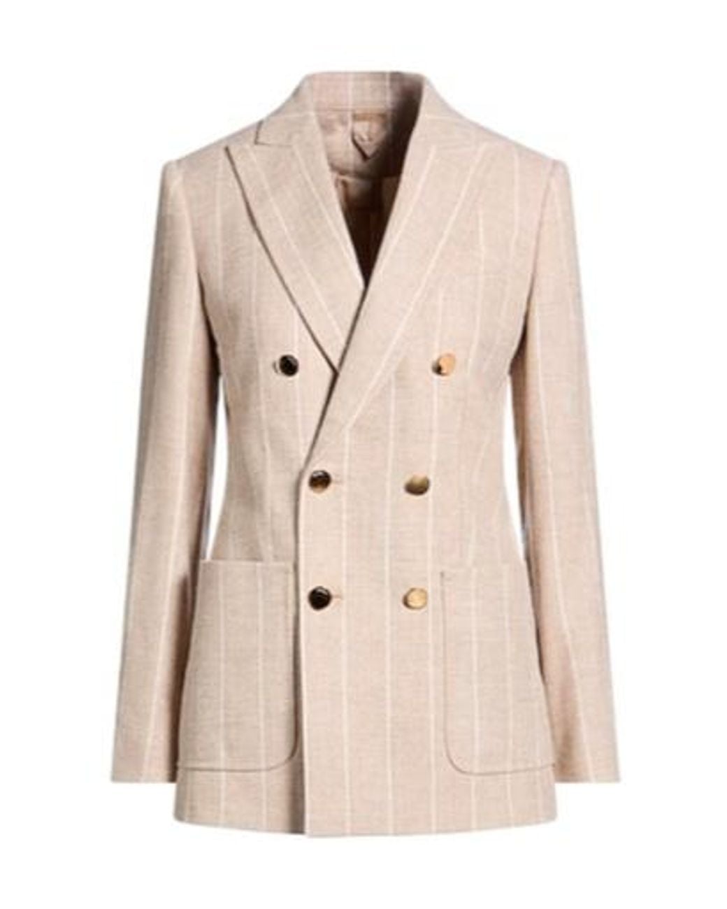 Max Mara Natural Striped Double-Breasted Blazer