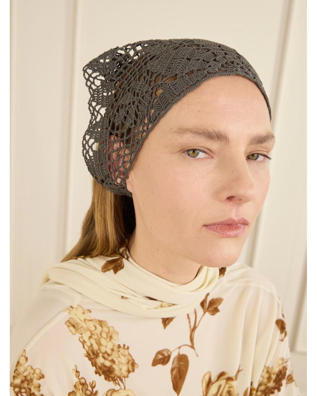 Magda Butrym Black Crocheted Cotton Scarf